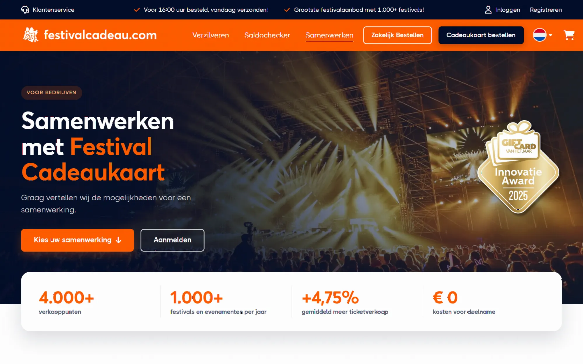 Samenwerken op festivalcadeau.com